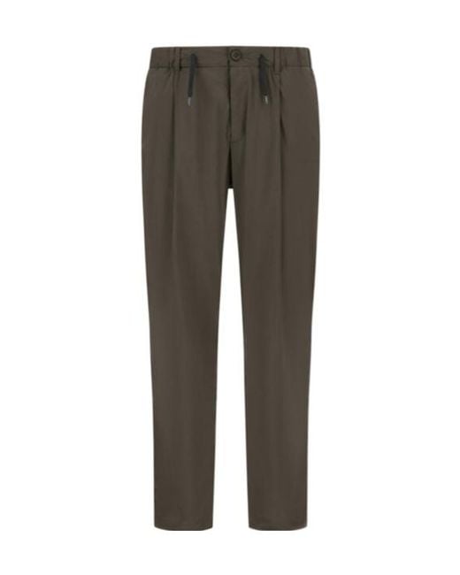 Herno Gray Drawstring-Detail Elasticated-Waist Trousers for men