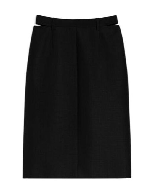 Jil Sander Black Cut-Out Mid-Rise Skirt