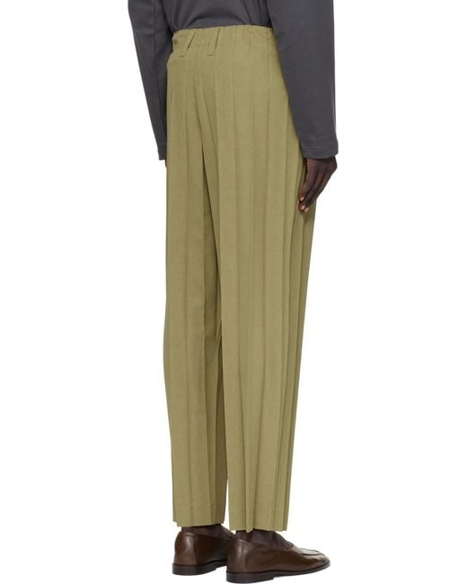 Homme Plissé Issey Miyake Green Homme Plissé Mid Rise Pleated Trousers for men
