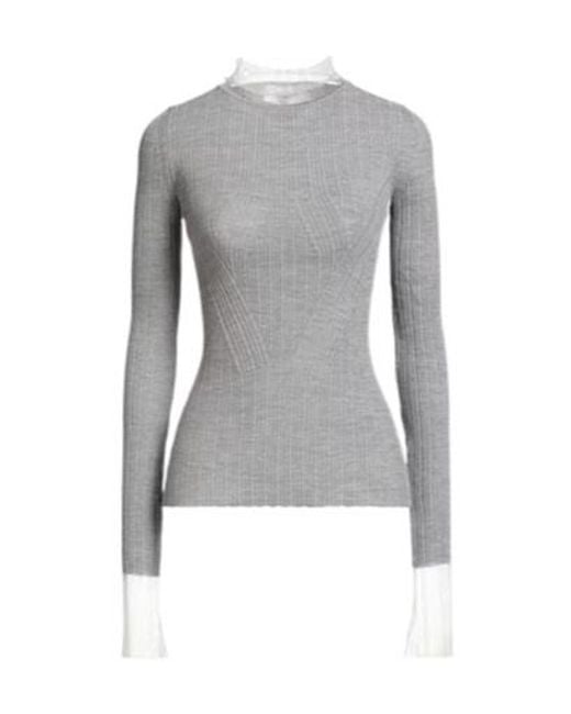 Sportmax Gray Lightweight Long-Sleeve Turtleneck Knit Top