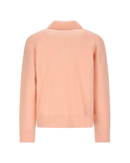 AMI Pink Ami De Coeur Logo Intarsia Knitted Jumper for men
