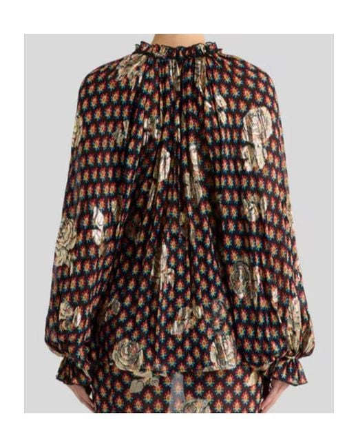 Etro Brown Shirt With Ruffles And Laces