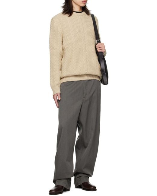 Barbour Natural Cable-Knit Crew-Neck Sweater for men