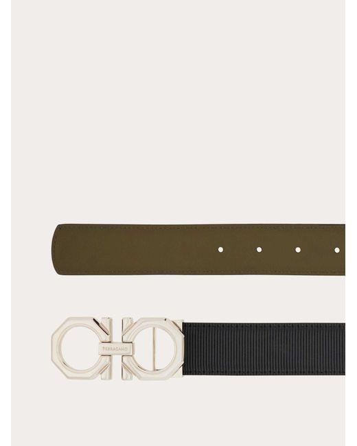 Ferragamo White Ferragamo Reversible Gancini Buckle Belt for men