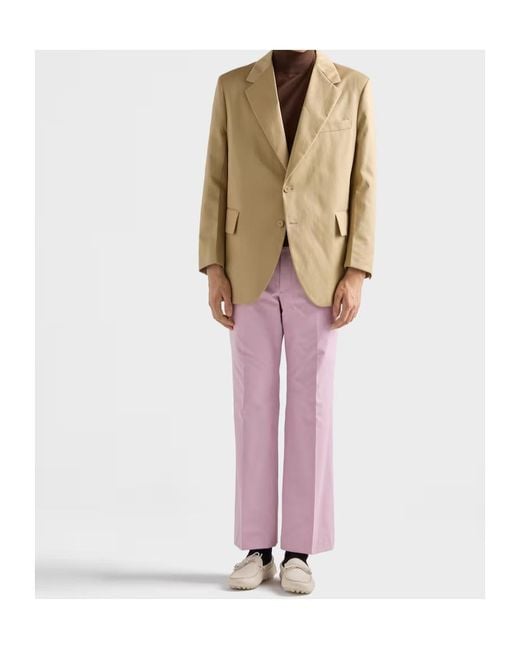 Prada Pink Pleated Tailored Trousers for men