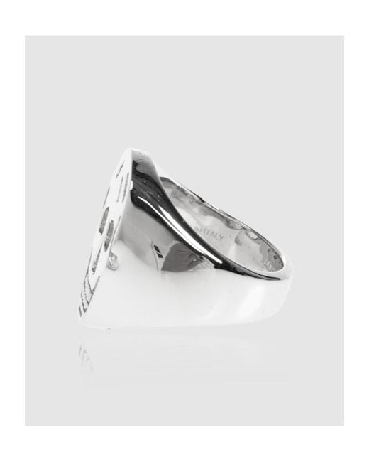 McQueen Metallic Skull Signet Ring for men