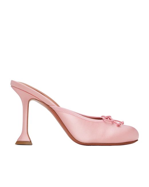 AMINA MUADDI Pink Lila Bow-Tie High-Heeled Mules
