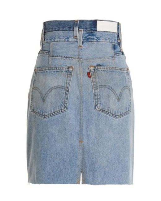 Re/done Blue Double Waisted Denim Skirt