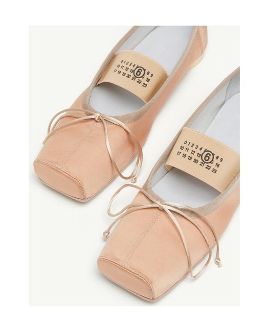 MM6 by Maison Margiela Natural Anatomic Numbers-Motif Square-Toe Ballerina Shoes