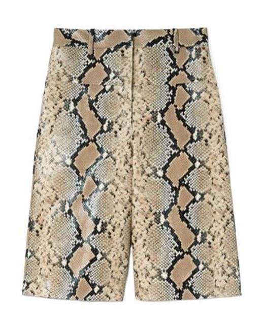 Jil Sander Natural Python-Effect Leather Bermuda Shorts