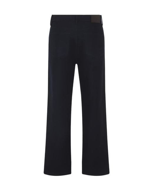 Brioni Blue Cotton Straight-Leg Trousers for men