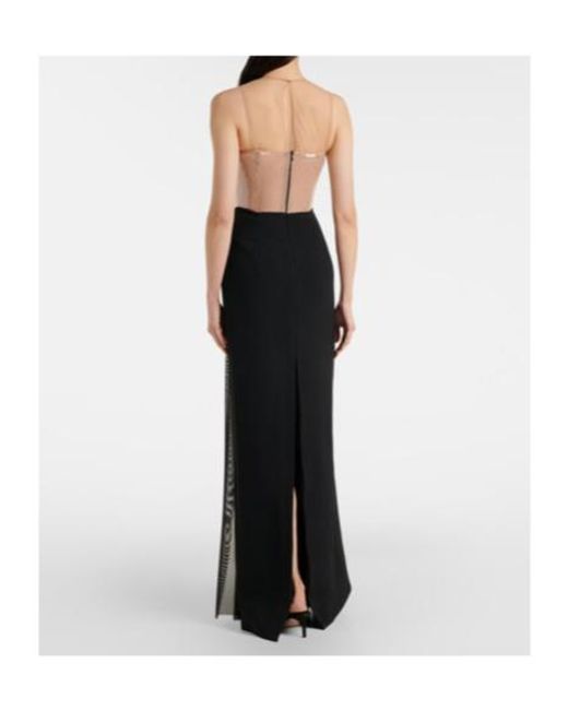 David Koma Black Sequined Paneled Bustier Gown