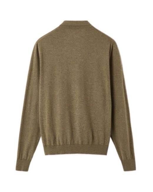 Loro Piana Green Long-Sleeved Polo Shirt for men