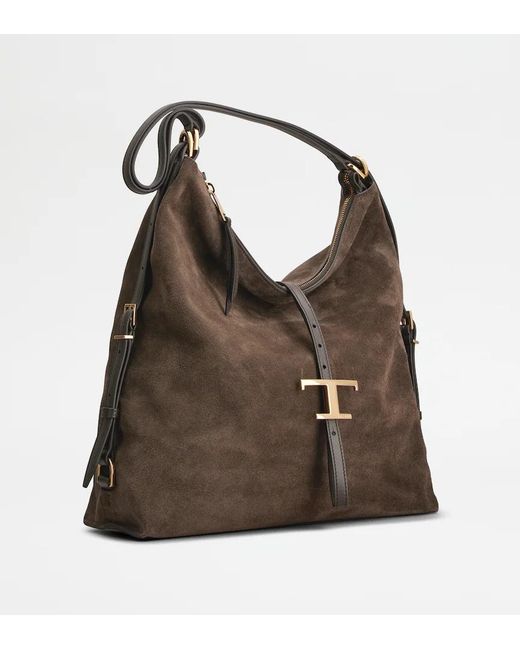Tod's Brown T Timeless Medium Shoulder Bag