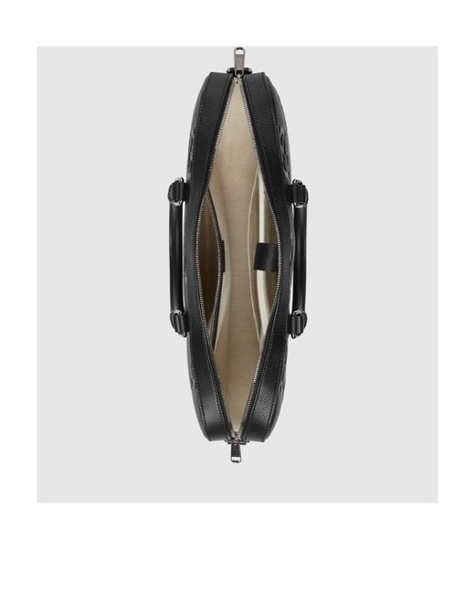 Gucci Black Debossed-Logo Laptop Bag for men