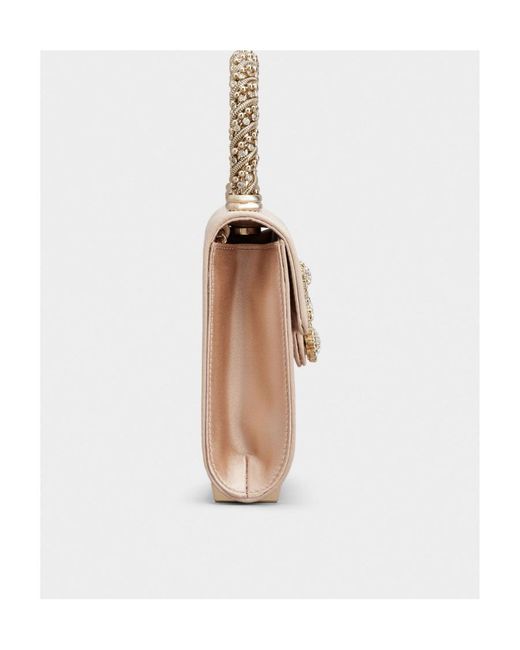 Roger Vivier Natural Embellished Foldover Top Tote Bag