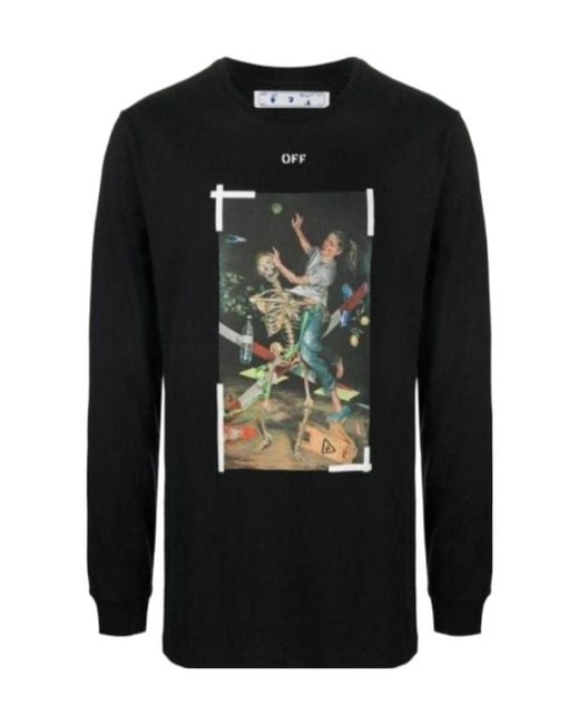 Off-White c/o Virgil Abloh Black Pascal Long-Sleeved Printed T-Shirt for men