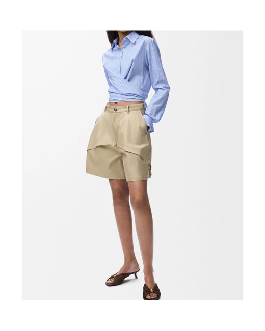 Loewe Blue Wrap-Tie Striped Shirt
