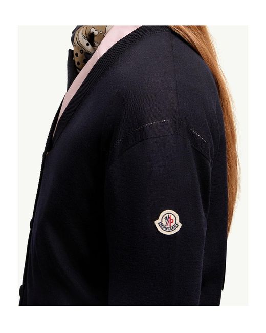Moncler Blue Wool Cardigan