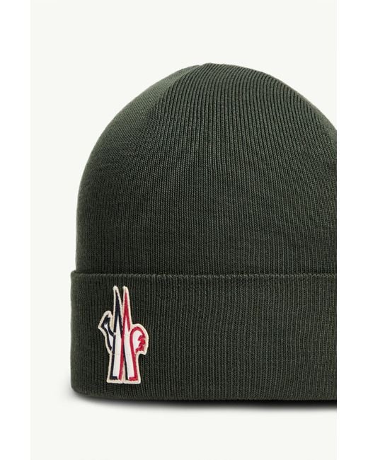 Moncler Green Grenoble Logo-Patch Knitted Beanie for men