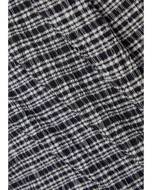 Vince Gray Striped Shirred Midi Skirt