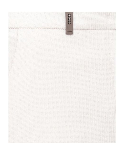 Peserico White Ribbed Wide-Leg Pants
