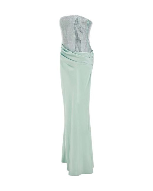 retroféte Green Retrofete Alexandra Draped Strapless Dress