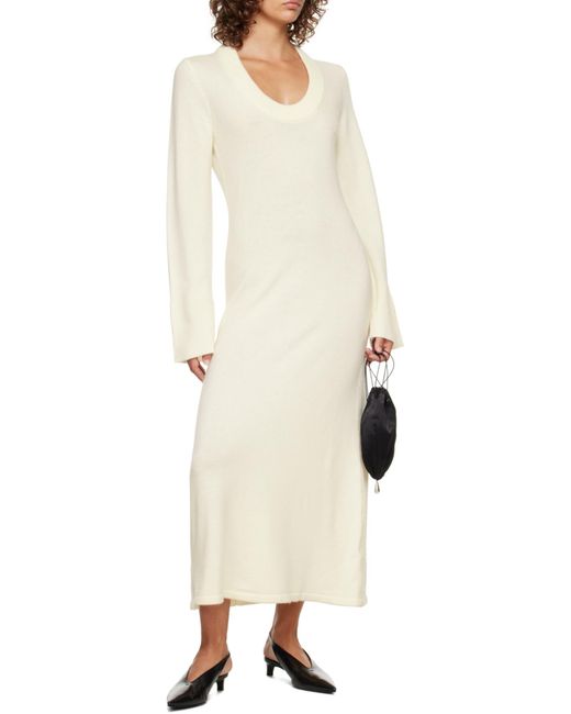 Loulou de Saison White U-Neck Below Knee Dress