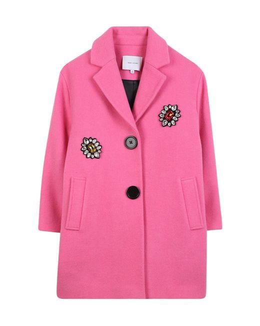 Marc Jacobs Pink Embroidered Buttoned Coat
