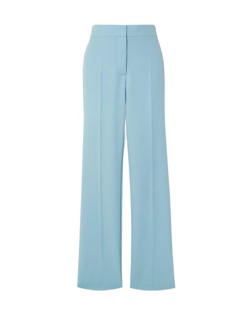 Stella McCartney Blue Pleated Wool Straight-Leg Casual Pants