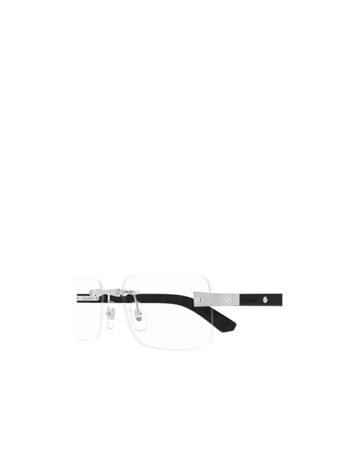 Cartier White Santos De Rectangle Frameless Glasses for men