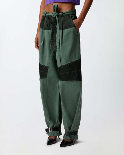 Pinko Green Panelled Belted Trousers