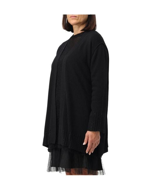 Twinset Black Logo-Plaque Rhinestone Cardigan