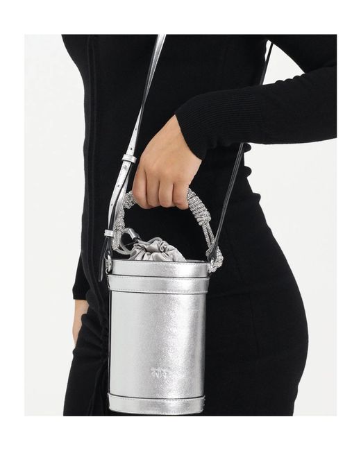 Pinko Gray Mini Bucket Bag