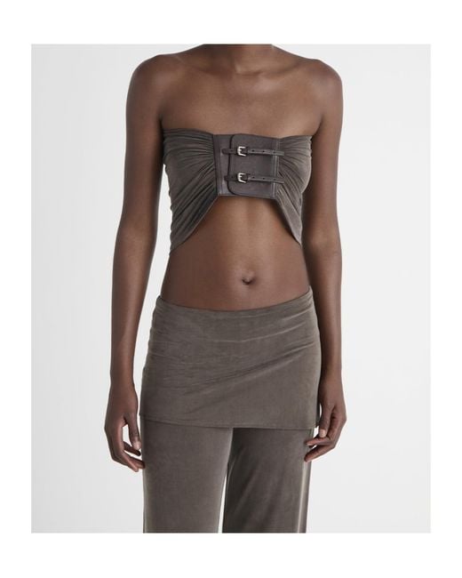 Paloma Wool Brown Double-Buckle Fastened Top