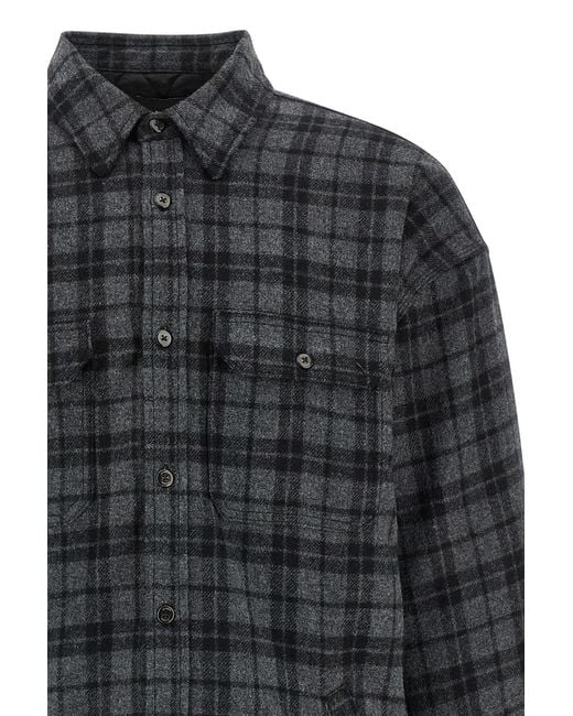 Willy Chavarria Gray Check Quilted Overshirt Jacket for men