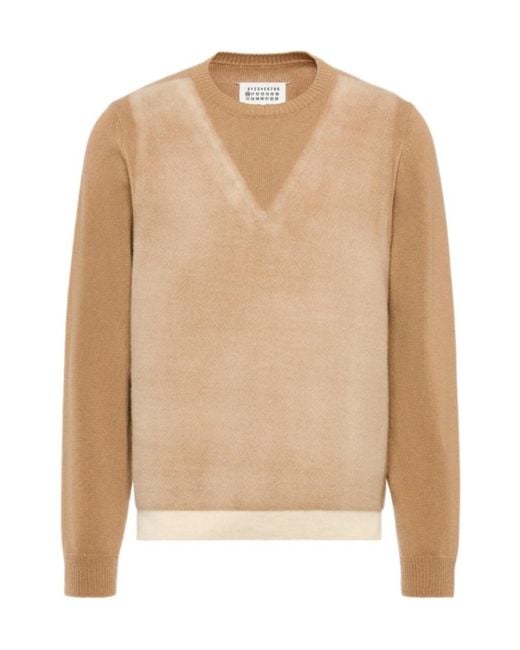 Maison Margiela Natural Fused Knit Wool Crewneck Sweater for men