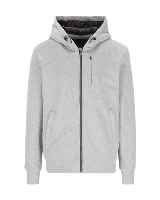 Moose Knuckles Gray Pattern Printed Zipper Hoodie for men