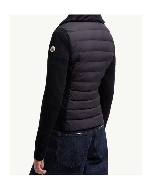Moncler Blue Quilted Panel Zip Cardigan