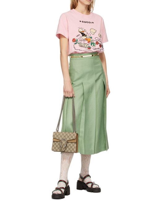 Gucci Green Double Gg Pleated Skirt