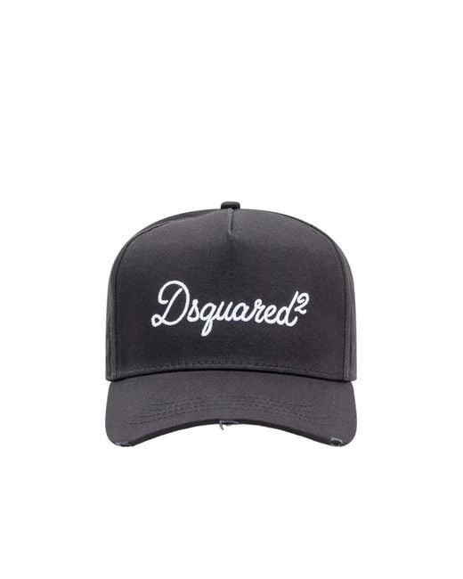 DSquared² Blue Logo Embroidered Distressed Baseball Cap
