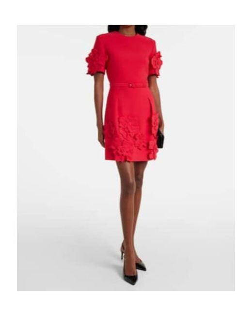 Leo Red Aurélie Floral-Appliqué Minidress