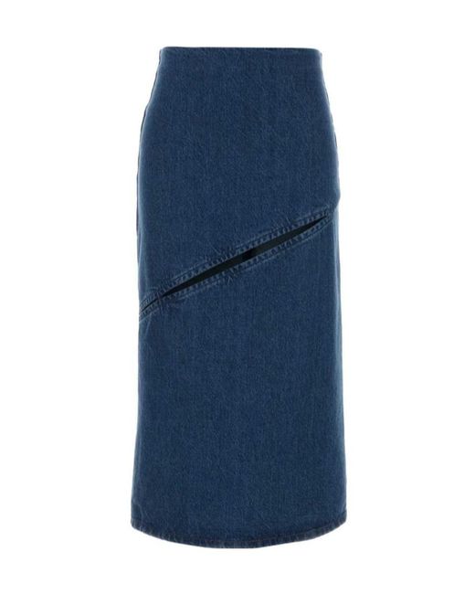 Jil Sander Blue 02 Treated Asymmetric Denim Skirt
