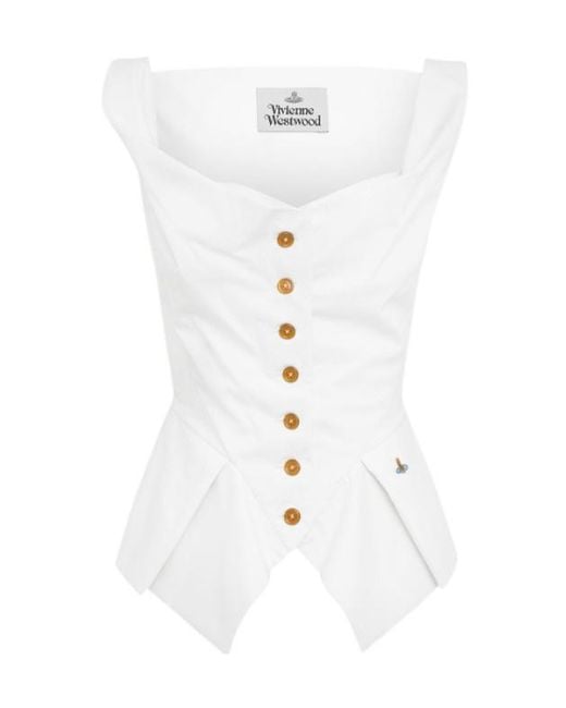 Vivienne Westwood White Square-Neck Button Down Top