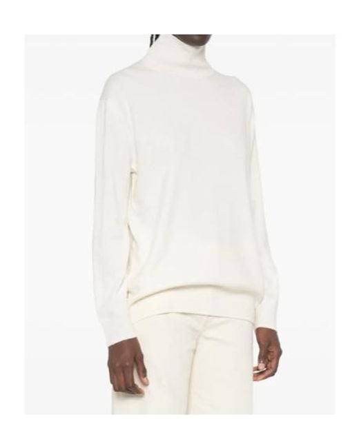 Malo White High-Neck Long-Sleeve Sweater
