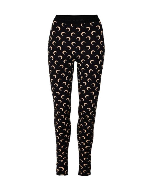 MARINE SERRE Black Moon Pattern Leggings
