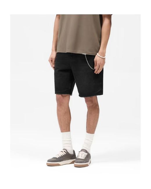 Represent Black Distressed Denim Shorts for men