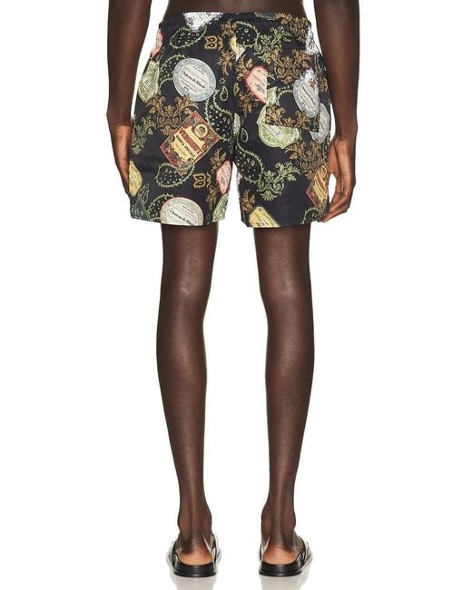 Rhude Green Printed Swim Trunks for men
