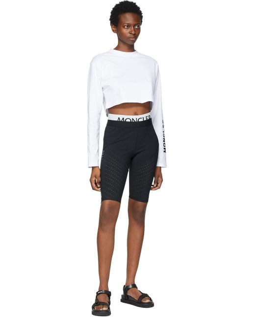 Moncler Black Logo Waistband Perforated Cycling Shorts