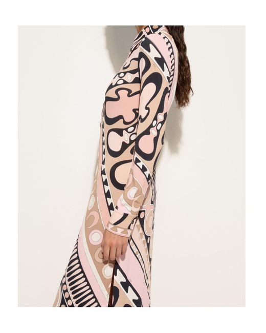 Emilio Pucci White Pucci Soleil Print Long Shirt Dress